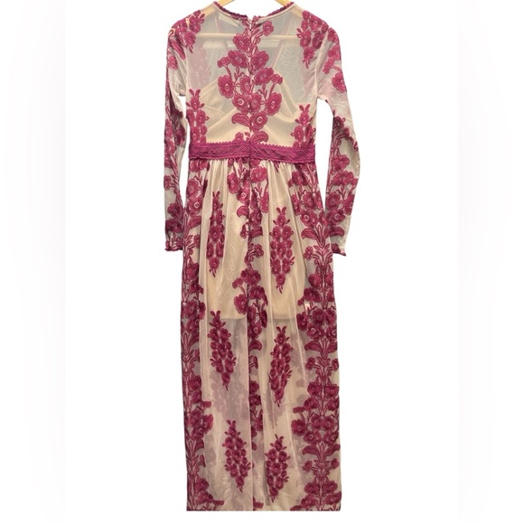 Altar'd State Burgundy Floral Long Sleeve Dress Boho Lined Size Small - Picture 7 of 11